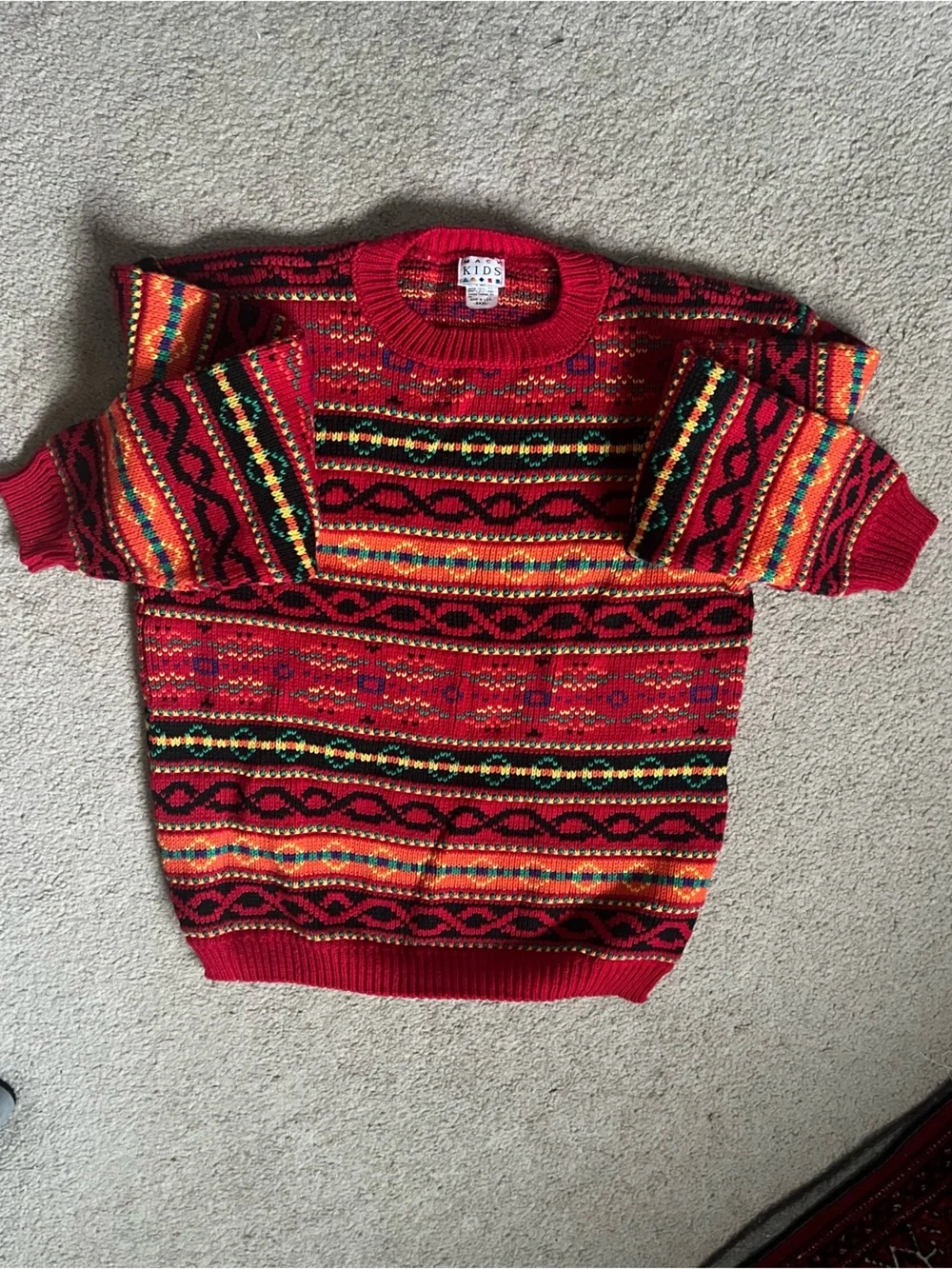 New with no Tags  1990s Knit Cotton Vibrant Colors Boys Long Sleeve Sweater.